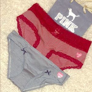 NWT! VS Pink Panty Lot Cheeky Bikini & Boyshort M